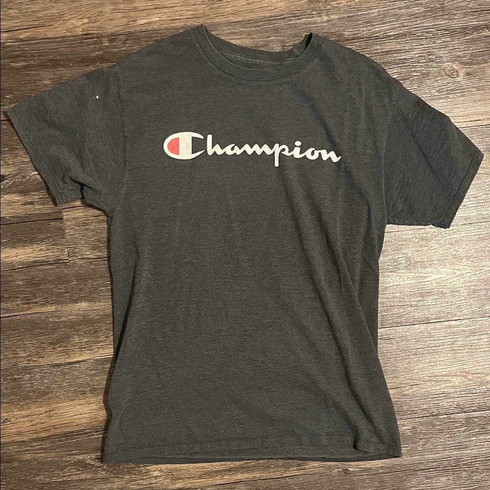 Men’s Champion Dark Gray Tee with Logo